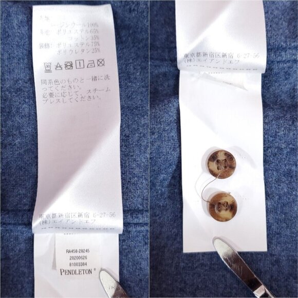 Pendleton Mens Size Large Trail Shirt Blue Virgin Wool Button Up Elbow Patch - Picture 12 of 14